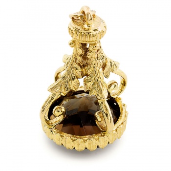 9ct gold Smoky Quartz Fob Pendant